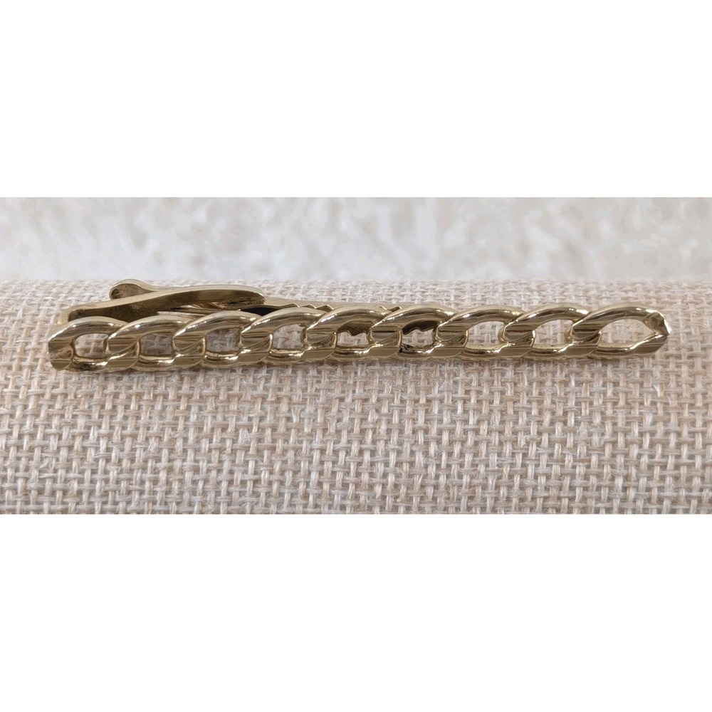 Vintage Hickok Gold Tone Tie Clip USA Made Textured Chain Link Style